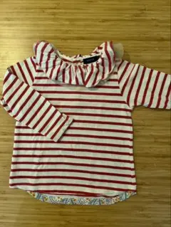 SOLBOIS 赤と白のストライプ 長袖カットソー 110