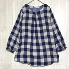 NOI AND MORE チェックチュニック　スモック　七分袖　S