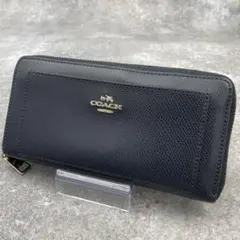 【美品】COACH コーチ 長財布 レザー ラウンドファスナー 黒 ブラック