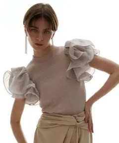 FRAY I.D ラッフルスリーブニットプルオーバー