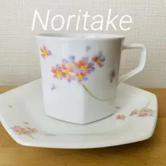⚫︎ノリタケ　レトロ　六角　カップ＆ソーサー　　　　　　　　　リ上