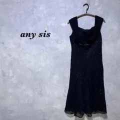 any SiS ワンピース カシュクール 刺繍 レース ブラック M 3900
