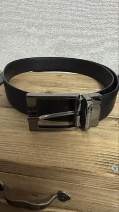 美品★エンポリオアルマーニ ロゴ レザーベルト黒