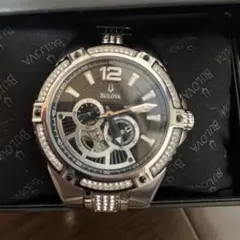 BULOVA 自動巻き腕時計 スケルトン ベゼルストーン 98A128のサムネイル