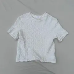 【古着】MICHEL KLEN半袖 エンボス加工 Tシャツ ホワイトのサムネイル