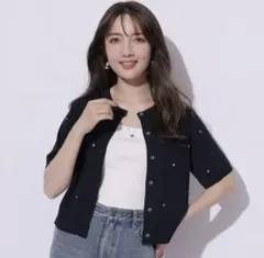 アプワイザーリッシェ　ハート刺繍カラーカーディガン　美品