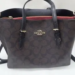 【極美品】COACH コーチ ショルダーバッグ シグネチャー ブラウン×レッド