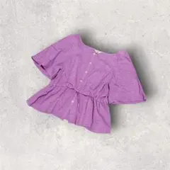 美品✨IENA イエナ パープル 紫 刺繍ブラウス 半袖　スクエアネックのサムネイル