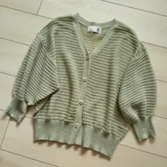 LAKOLE ラコレ メッシュ グリーン カーディガン カットソー トップス