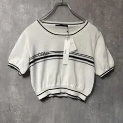 Heather ヘザー クロップドラインニット サマーニット Fのサムネイル