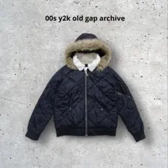 y2k 平成 OLD GAP ファー フライトジャケット 短丈 ファー 黒　ボア