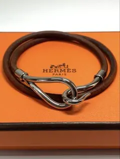 HERMES エルメス ランセロット チョーカー ブラウンレザー ネックレス 