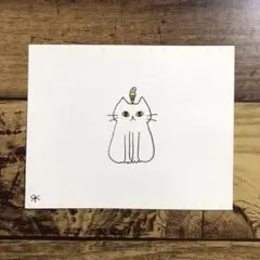 【1179】【白猫の絵】オリジナル手描きアナログイラスト原画　自作創作アート作品