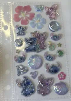 【正規品】スティッチ　ボンボンドロップシール　水色　青系　海