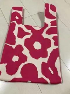 【美品✨】HUNDRED JAPAN ニットトートバッグ マリメッコ風 ピンク