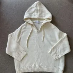 SIMPLICITÉ フード付きニットセーター クリーム　パーカーニット