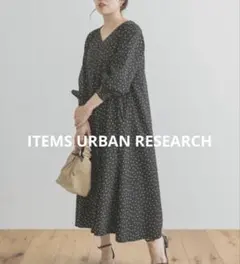 ITEMS URBAN RESEARCHドットロングワンピース ブラックゆったり