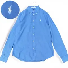 ラルフローレン リネンシャツ 長袖 ブルー 黄色ポニー 美品 - メルカリ
