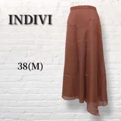 【INDIVI】ロングフレアスカート　シフォン地　アシンメトリー　B164