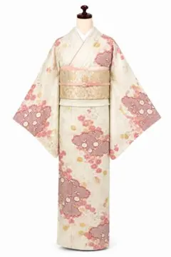 確認用: 花と鳥柄の正絹小紋 しつけ糸つき未使用品 - メルカリ