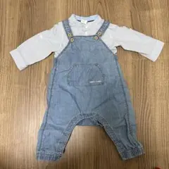 ベビー服　デニムオーバーオール、シャツセット
