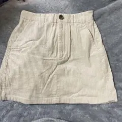 GU コーデュロイ ミニスカート アイボリー ベージュ 台形