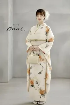 振袖セット　オレンジ　花