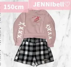JENNIbell♡裏起毛トレーナー＆チェックショートパンツセット150cm