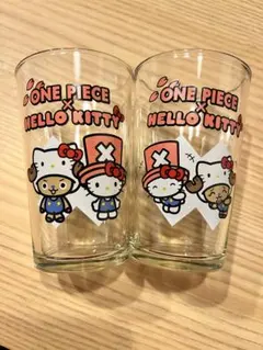 ONE PIECE x HELLO KITTY ガラスコップ2個セット