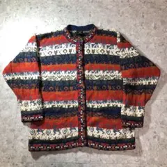 は*ー様 ペルー製　100%アルパカカーディガン　インディアン柄　ニット