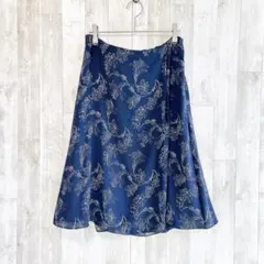 自由区　スカート　膝丈　L ネイビー　花柄　春　夏　軽い　おでかけ　オフィス