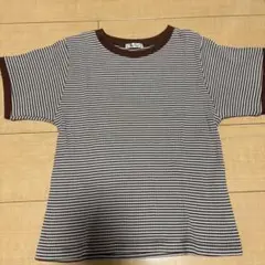 ストライプ 半袖Tシャツ ブラウン ホワイト