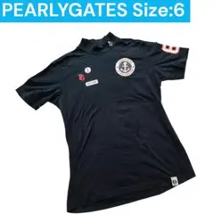 パーリーゲイツ モックネック 半袖シャツ メンズ サイズ6 黒　ロゴ ストレッチ