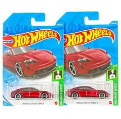 ホットウィール PORSCHE タイカン ターボ S ワインレッド ミニカー2台
