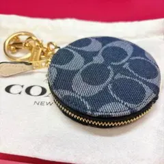 COACH デニム シグネチャー コインケース キーチャーム ゴールド金具
