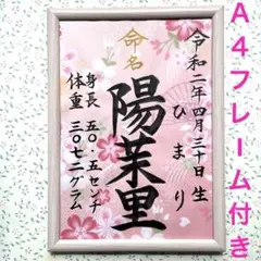 手書きオーダー命名書　命名紙　記念品　出産祝い　代筆　匿名配送　フレーム付き
