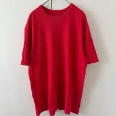 エバーレーン Tシャツ クルーネック 半袖 無地 赤 麻 綿 M〜L 古着