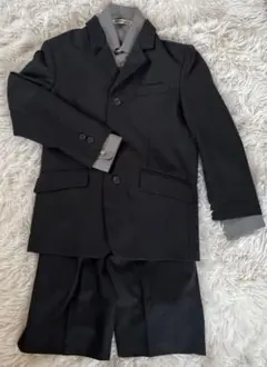 ネイビーストライプのスーツとグレーのシャツセット 130cm