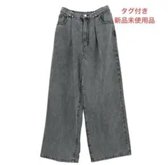 ELENCARE DUE タックワイドデニムパンツ ケミカルブラック ぞうねこ