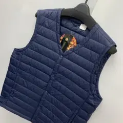 新品★メンズ★Lサイズ★軽量 Vネックウルトラライトダウンベスト 紺色 106