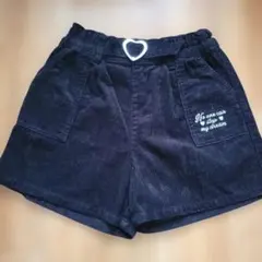 ハートバックル コーデュロイ ショートパンツ ブラック