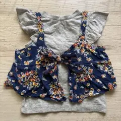 BREEZE 花柄ノースリーブTシャツ　ビスチェセット　90cm OHANA