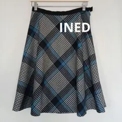 INED チェック柄膝丈下フレアスカート11