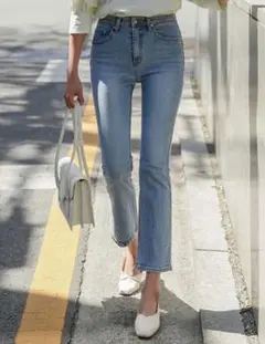 DAZY ハイウエスト ブーツカット ジーンズ パンツ、フレアデニム