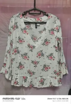 H&M DIVIDED フラワープリント ブラウス S