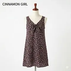 CINNAMON GIRL 花柄 ノースリーブ ワンピース 130 黒