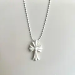 ラバー クロスネックレス ホワイト シリコン 十字架 ロングネックレス