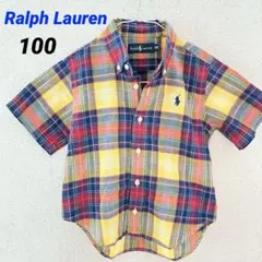 ラルフローレン キッズ 半袖 ボタンダウンシャツ チェック 綿100% 100㎝