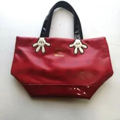 ディズニー♡Disney♡ミッキー＆ミニー♡トートバッグ♡舟型♡赤