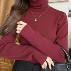 moment+ ボルドー　長袖ニット L